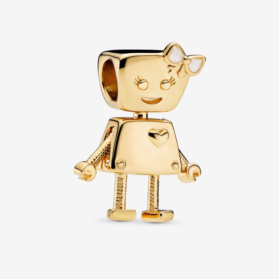 Pandora Bella Bot Robot Girl 14k Gold-plated Charm