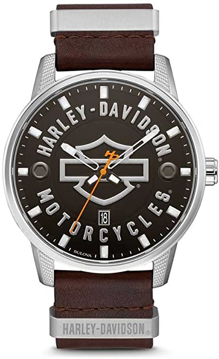 Harley-Davidson Alloy Steel Leather Mens Watch 76B178