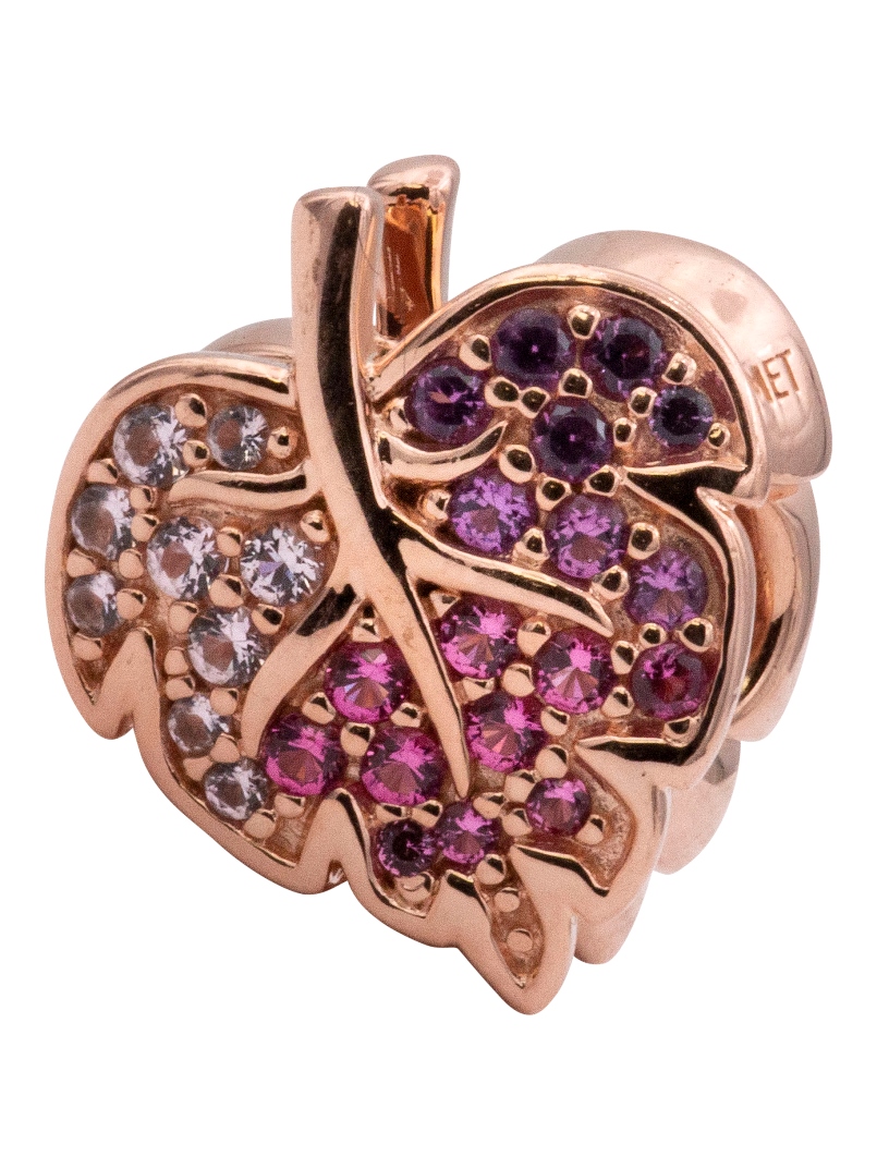 PANDORA Leaf Pandora Rose Charm With Pink Mist, Cerise And Royal Purple Crystal - 788322NPMMX