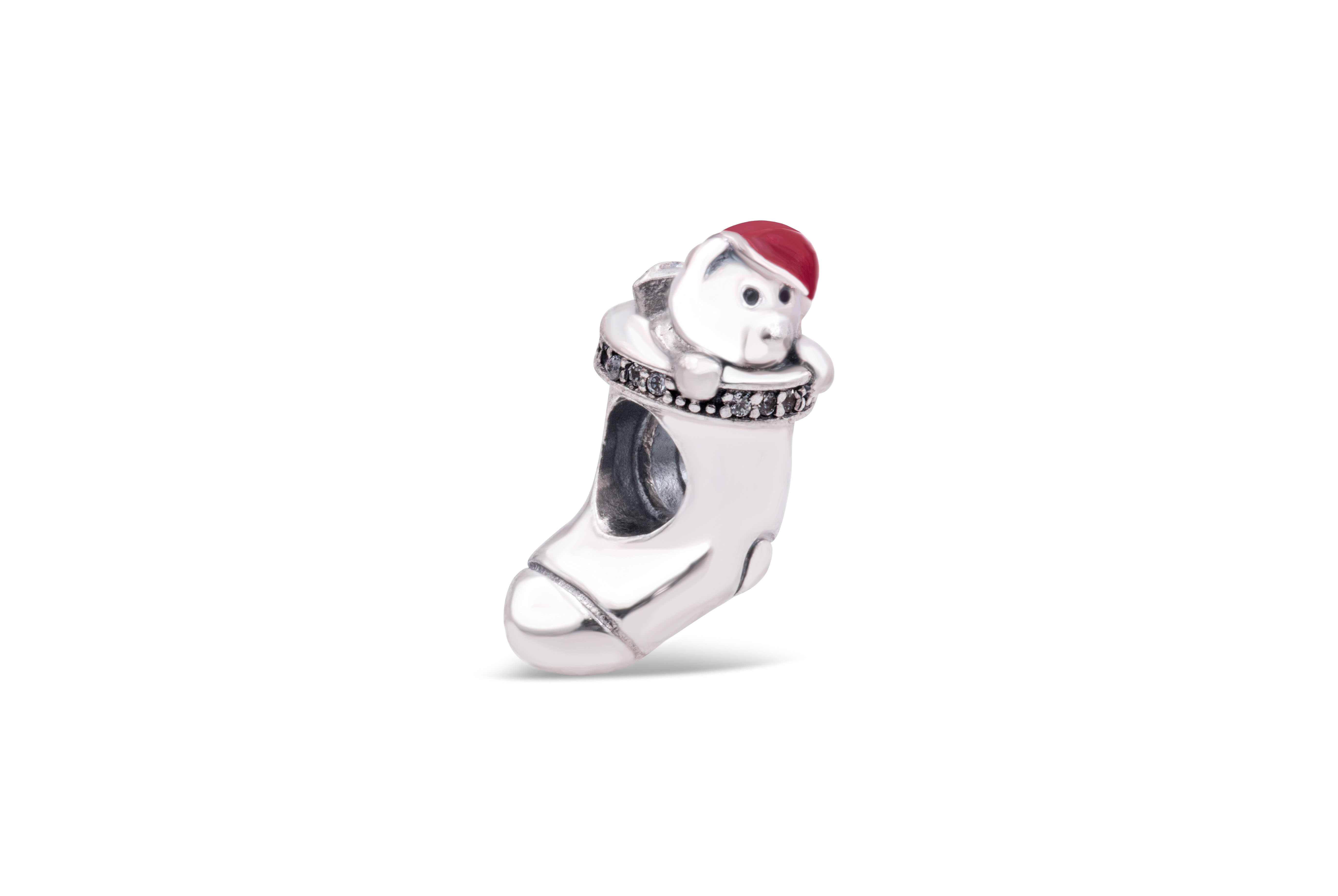 PANDORA Christmas Stocking Charm - Red Enamel & Clear CZ - 791773CZ