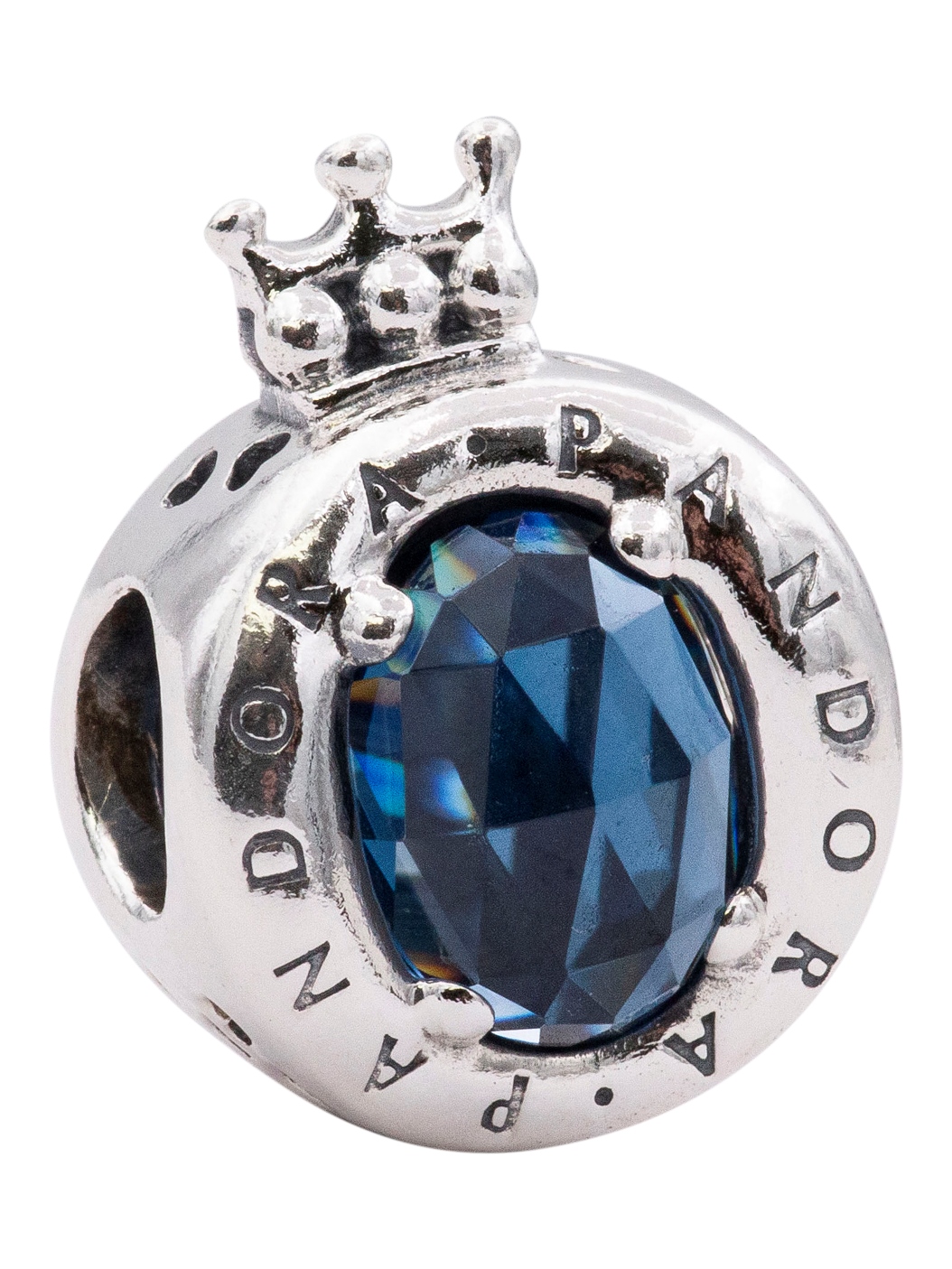 PANDORA Crown O Sterling Silver Charm With Moonlight Blue Crystal - 798266NMB