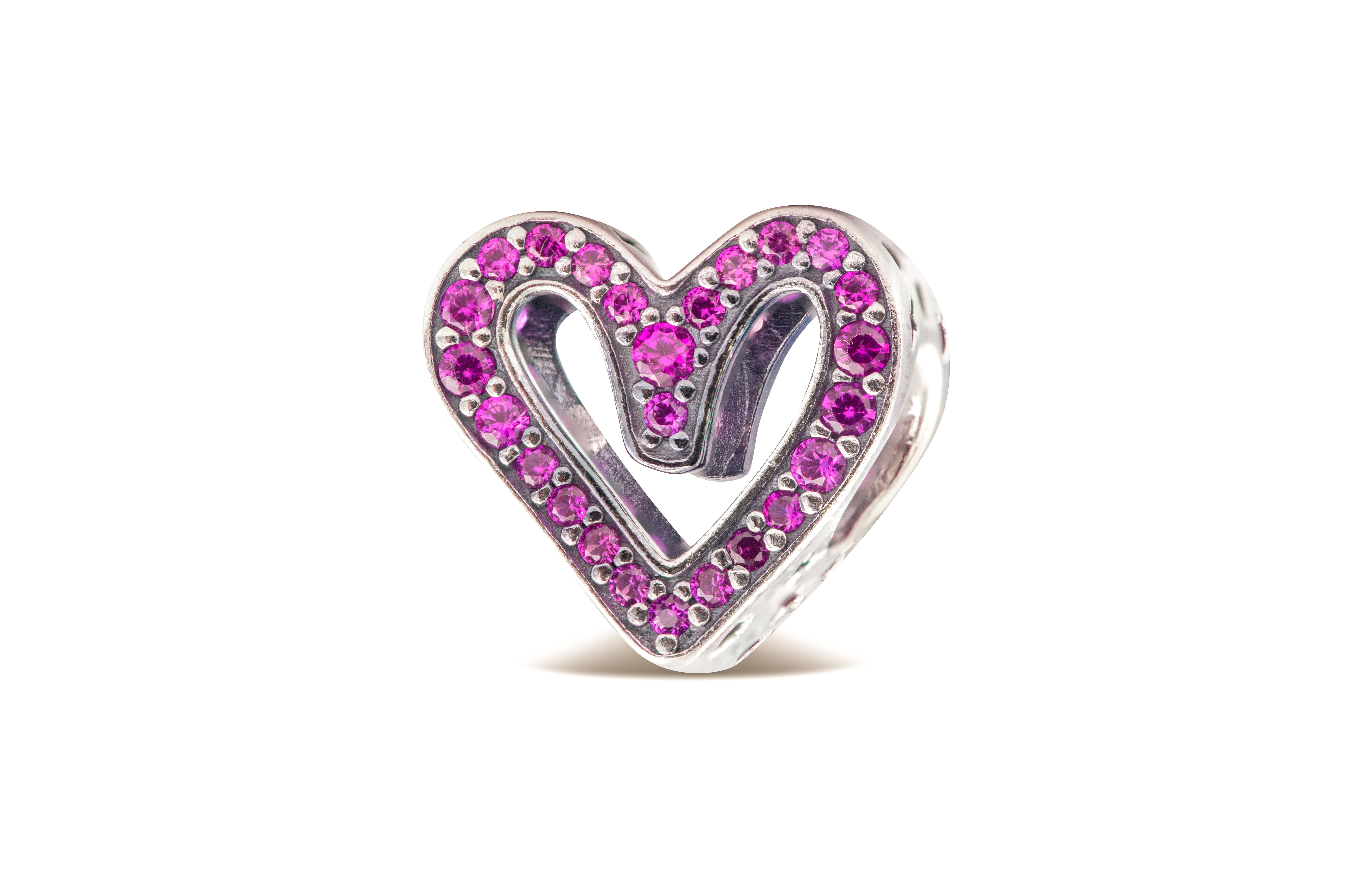 Pandora Sparkling Ruby Red Freehand Heart Charm