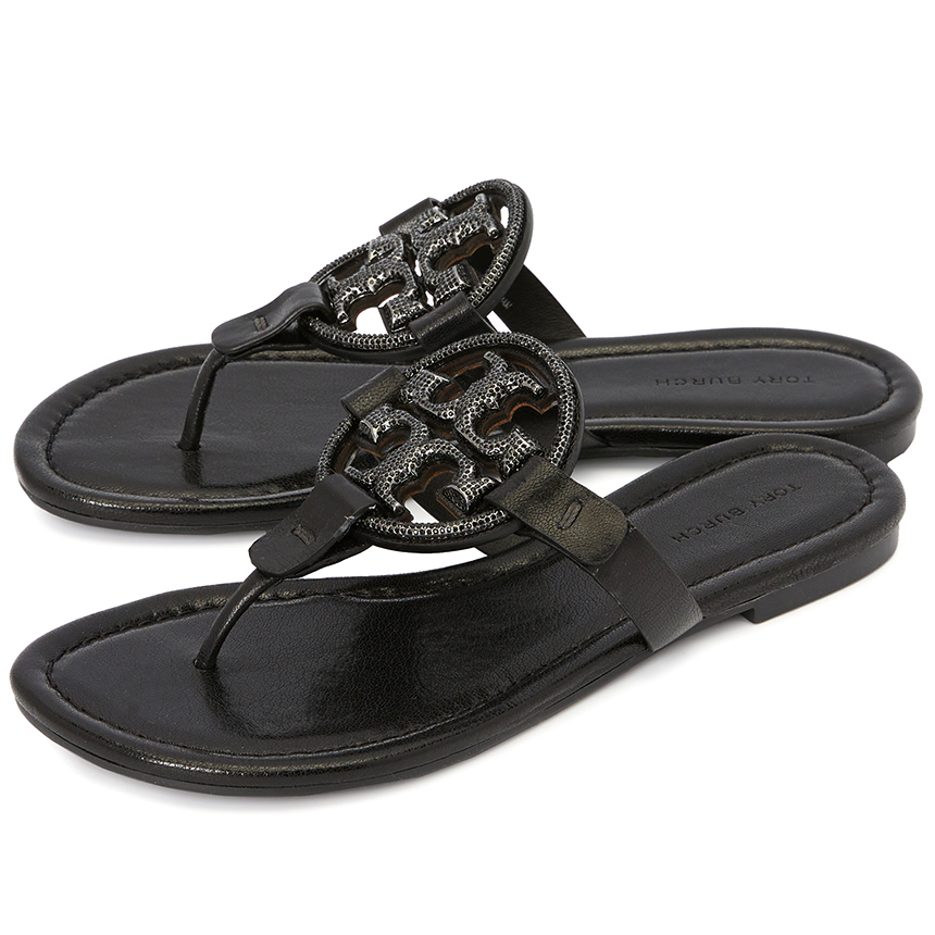 Tory Burch Womens Miller Soft Sandals - Black - 9.5
