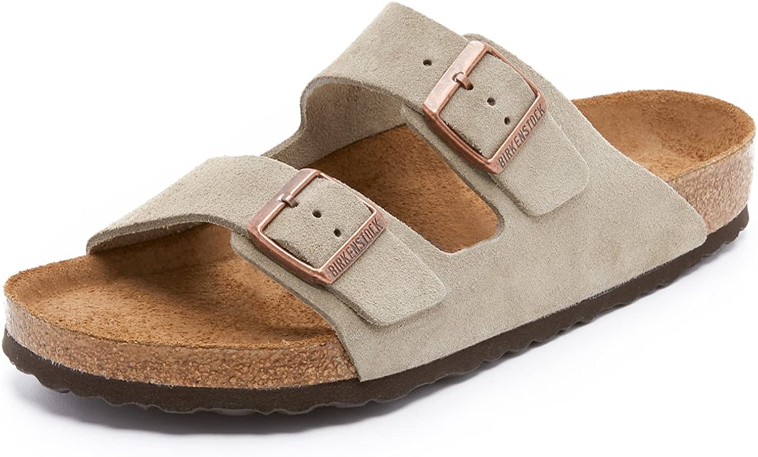 Birkenstock Mens Soft Arizona Suede Sandals - Taupe - 42