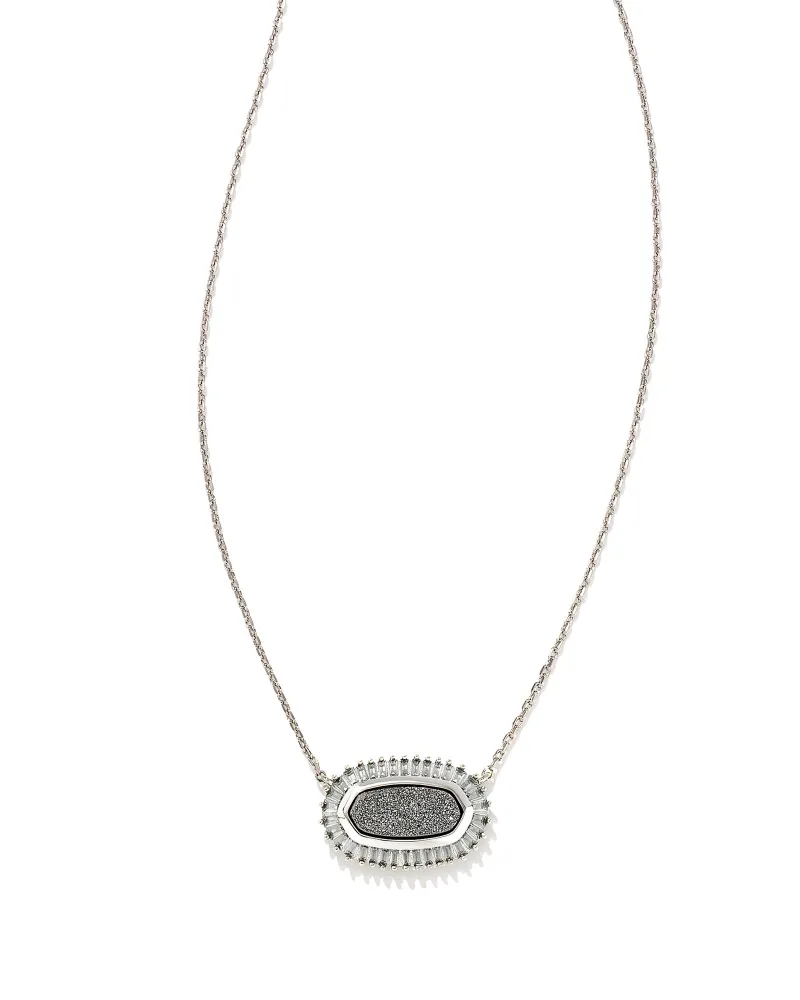Kendra Scott Baguette Elisa Silver Pendant Necklace in Platinum Drusy