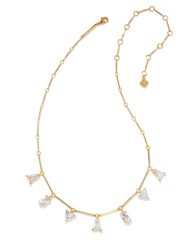 Kendra Scott Blair Gold Jewel Strand Necklace in White Crystal