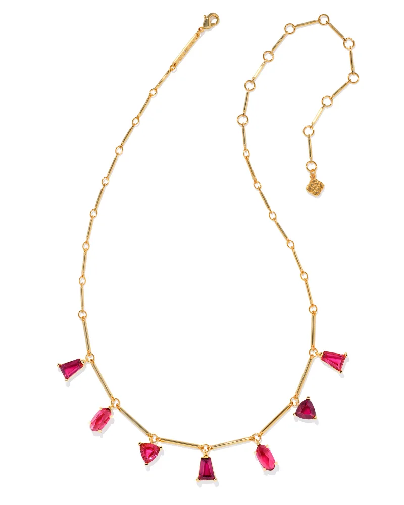 Kendra Scott Blair Gold Jewel Strand Necklace in Ruby Mix