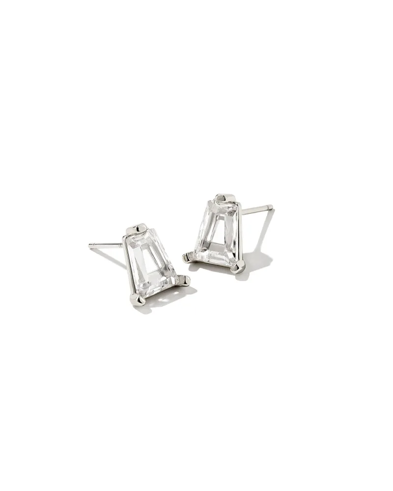 Kendra Scott Blair Silver Stud Earrings in White Crystal
