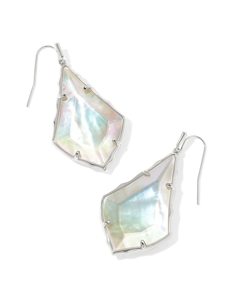 Kendra Scott Faceted Alex Silver Drop Earrings in Ivory Illusion