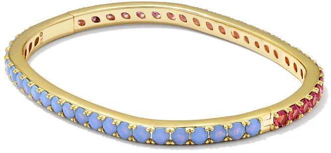 Kendra Scott Chandler Gold Bangle Bracelet in Pink Blue Mix - S/M