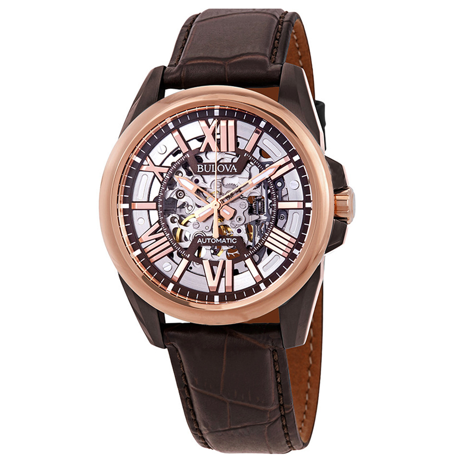 Bulova Automatic  Leather Mens Watch 98A165