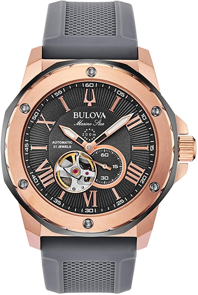 Bulova Marine Star Automatic Grey Mens Watch 98A228