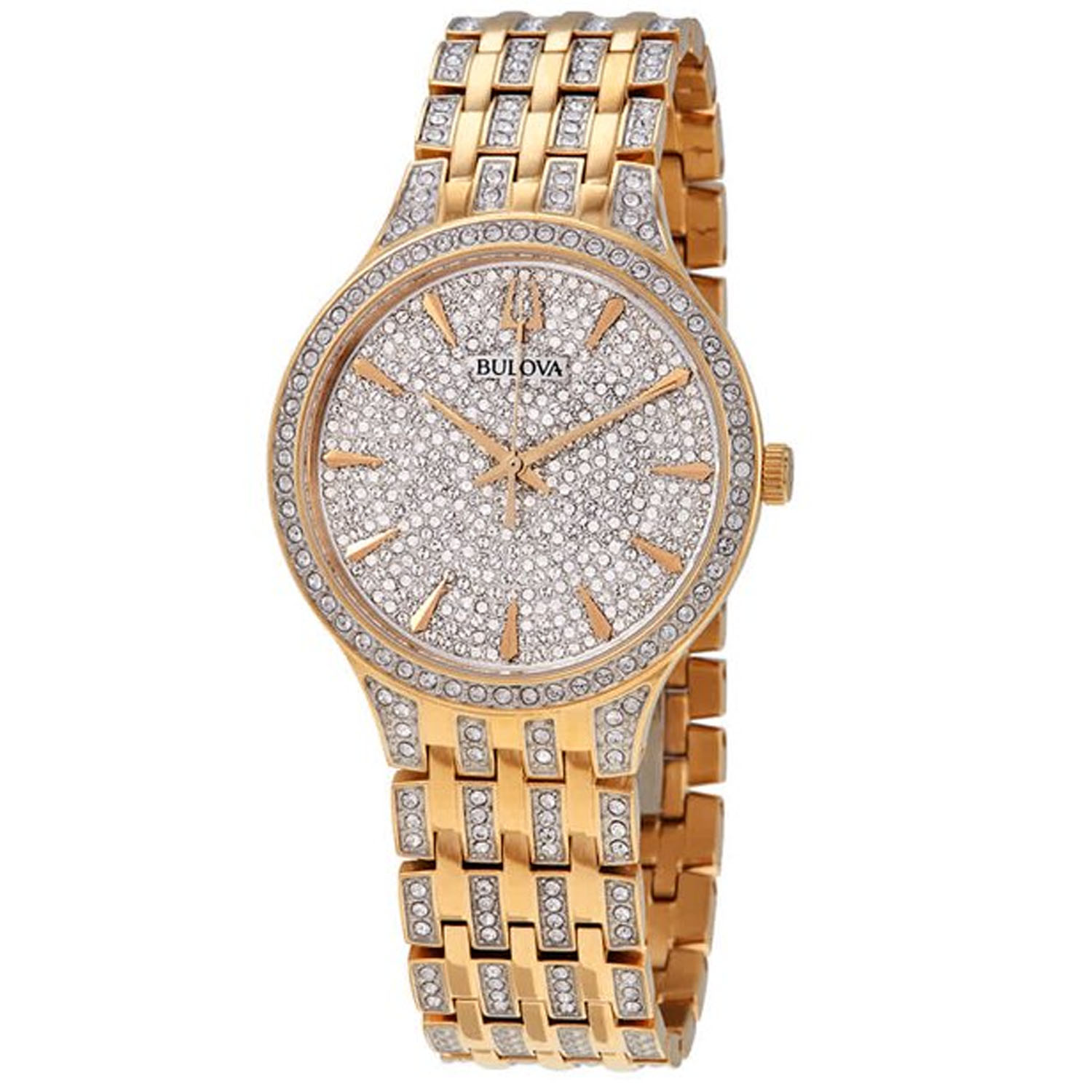 Bulova Crystal Gold-Tone Mens Watch 98A229