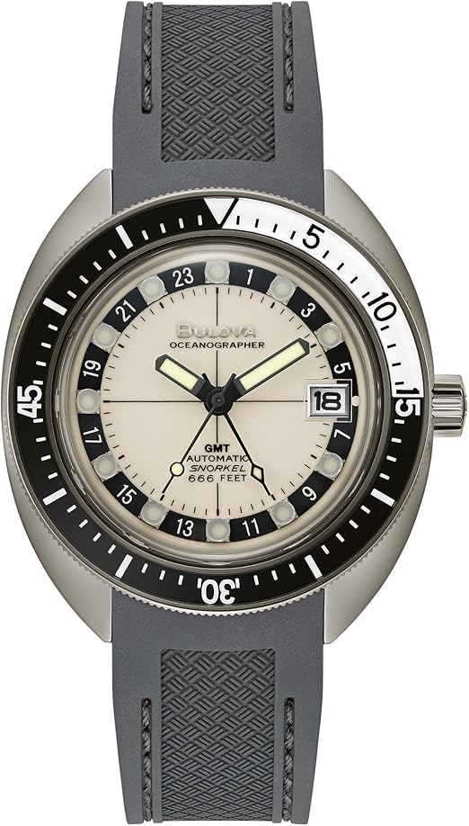 Bulova Oceanographer Snorkel GMT Automatic Silicone Mens Watch 98B407