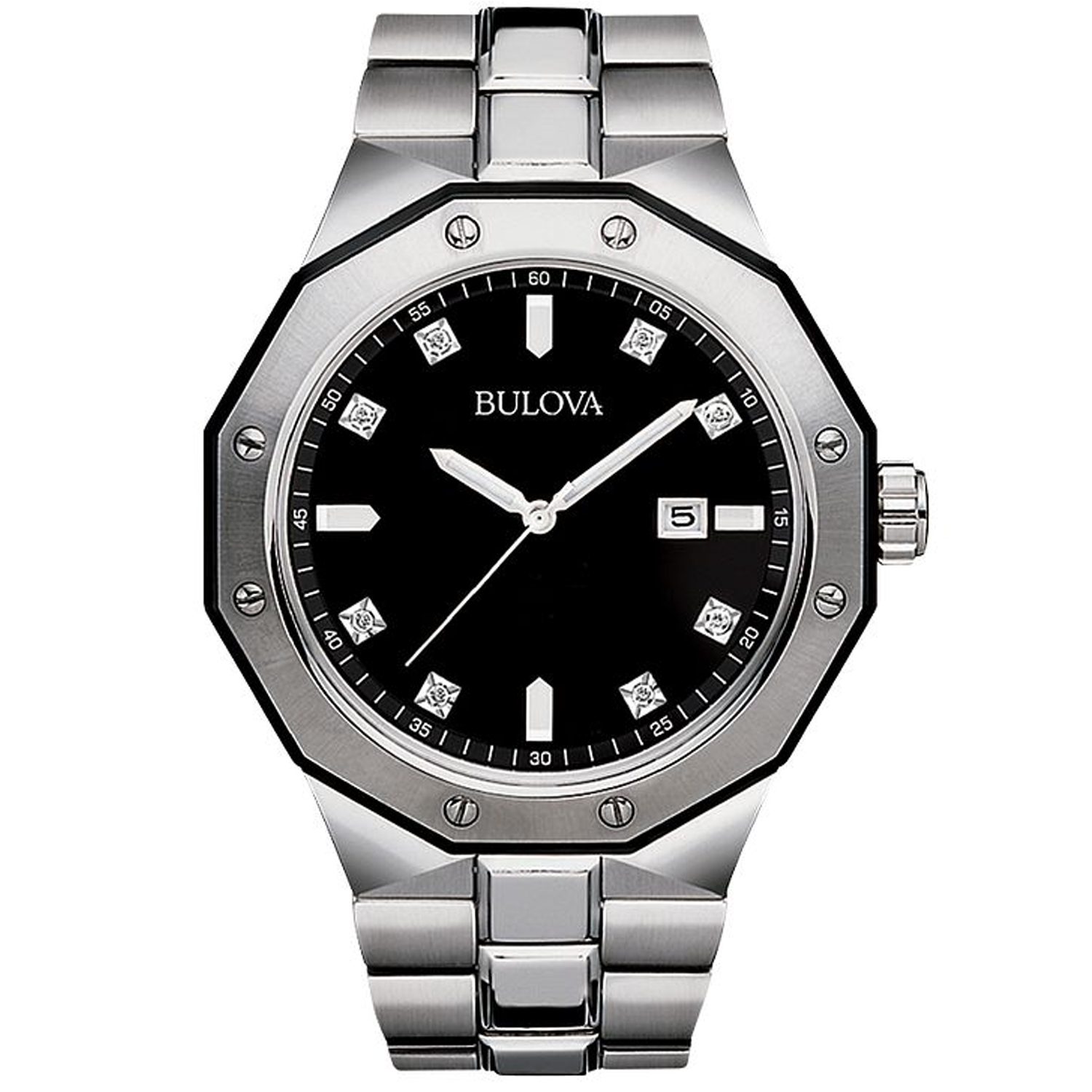 Bulova Marine Star Stainless Steel Diamond Mens Watch 98D103