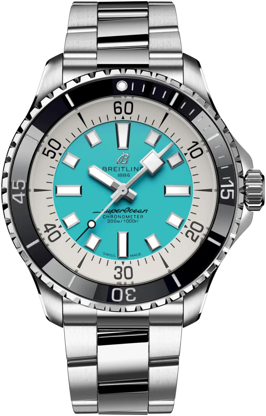 Breitling Superocean Automatic 44 Turquoise Dial Stainless Steel Dive Watch