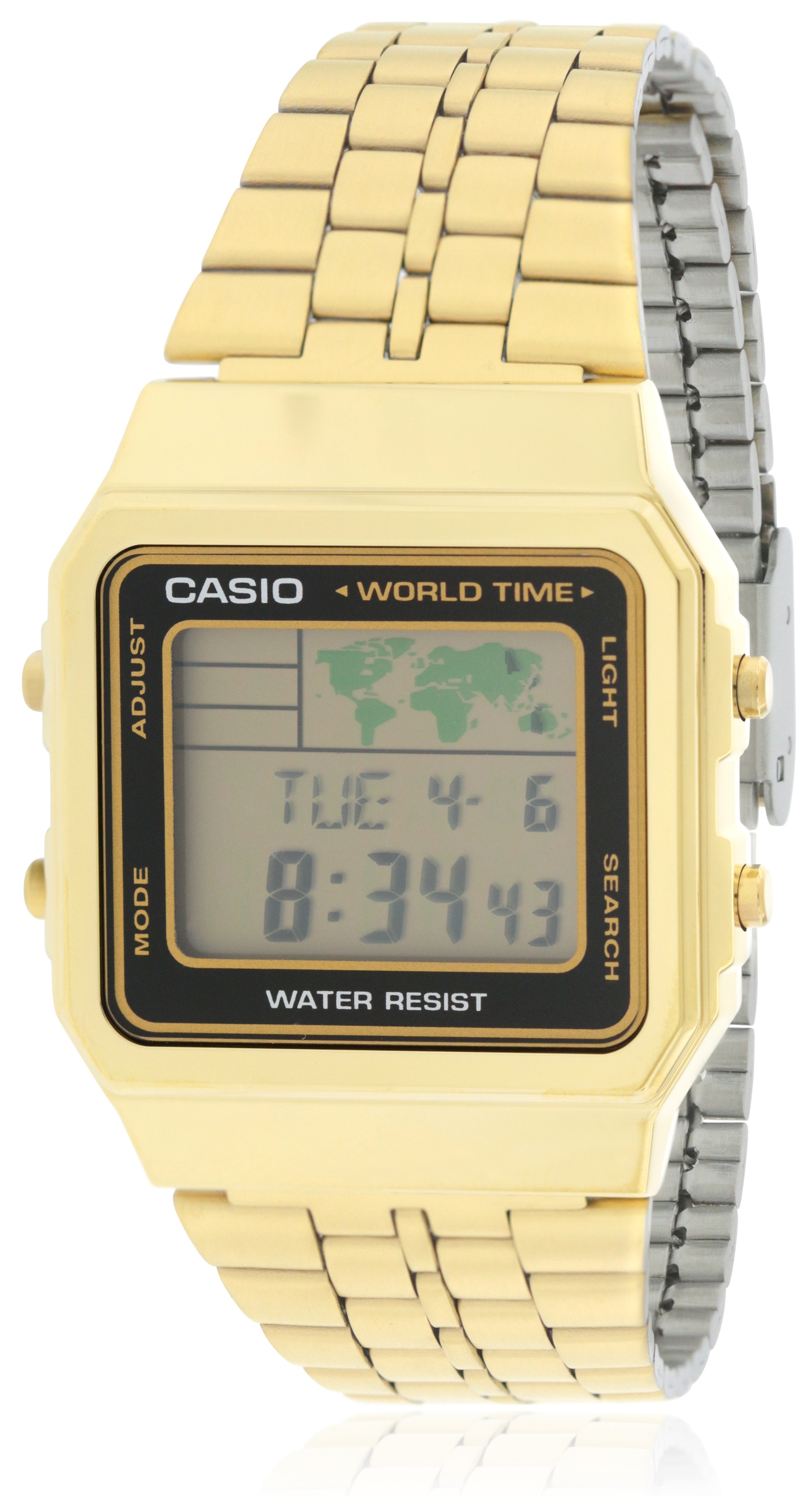 Casio Gold- Tone Digital Retro Alarm Chronograph Mens Watch A500WGA-1D