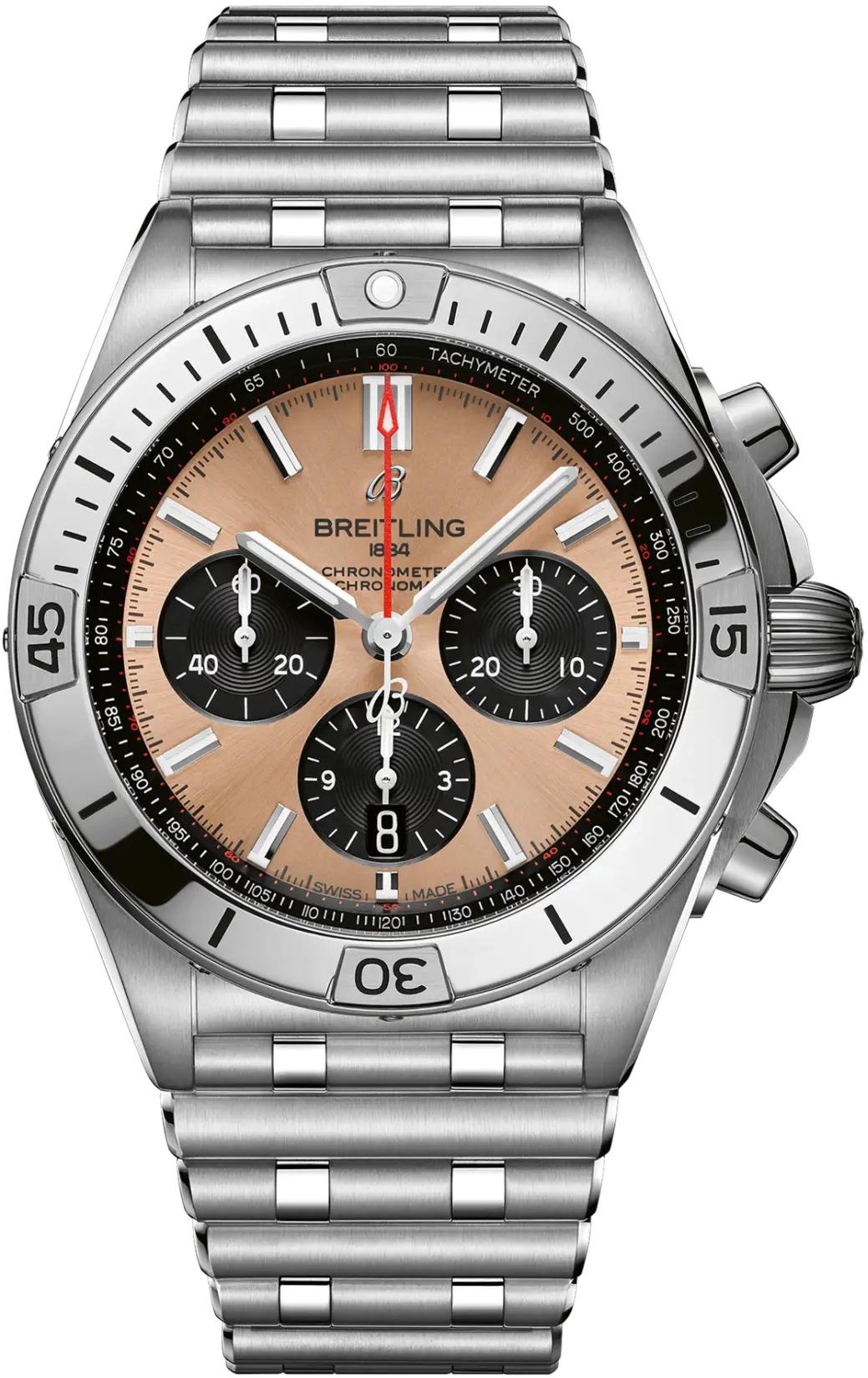 Breitling Chronomat B01 42 Copper Dial Steel Chronograph Mens Watch