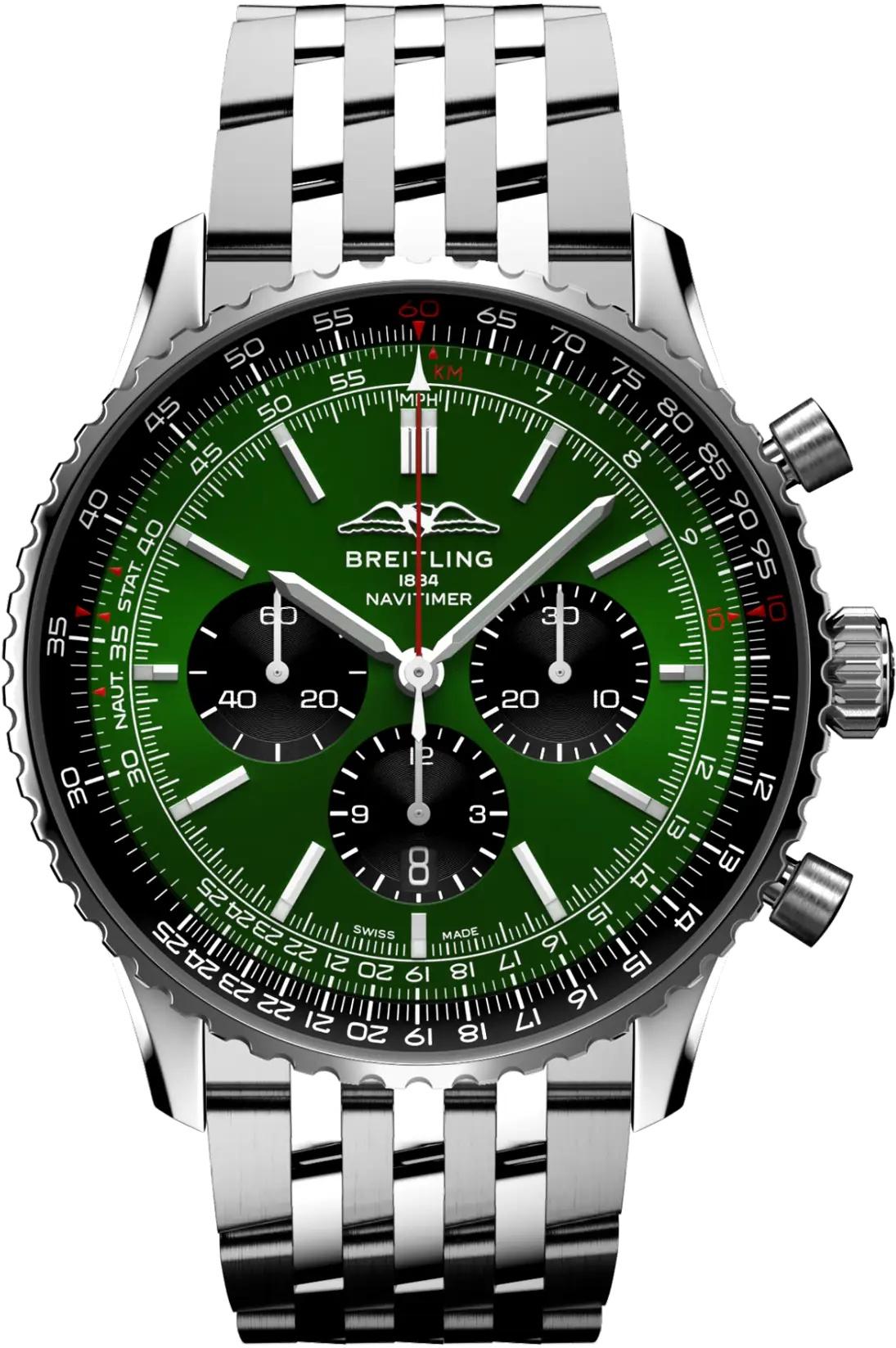 Breitling Navitimer B01 Chronograph 46 Green Dial Steel Mens Watch