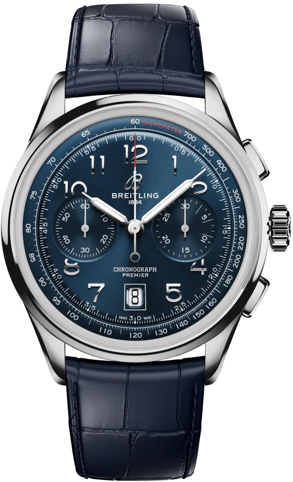 Breitling Navitimer B01 Chronograph 42 Blue Dial Blue Alligator Leather Watch