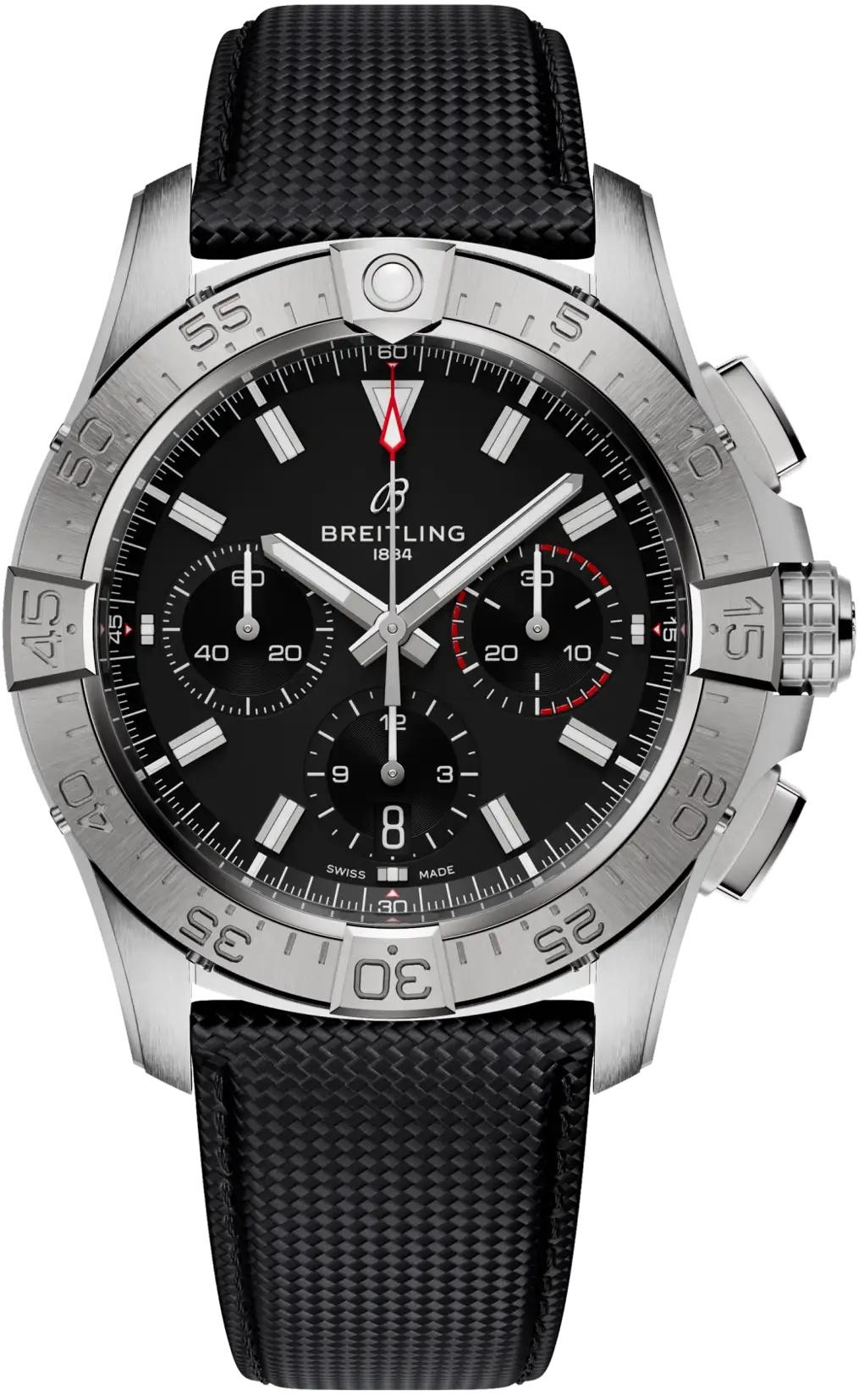 Breitling Avenger B01 Chronograph 42 Black Dial Leather Automatic Mens Watch