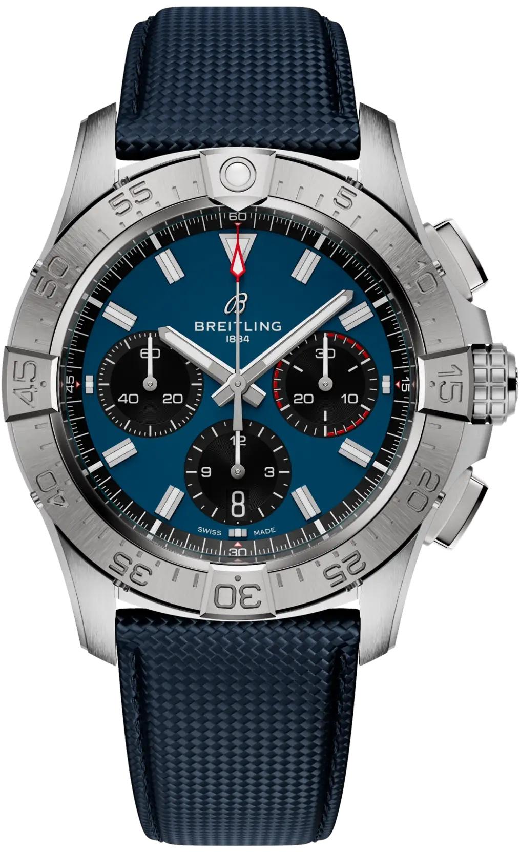 Breitling Avenger B01 Chronograph 42 Blue Dial Leather Automatic Mens Watch