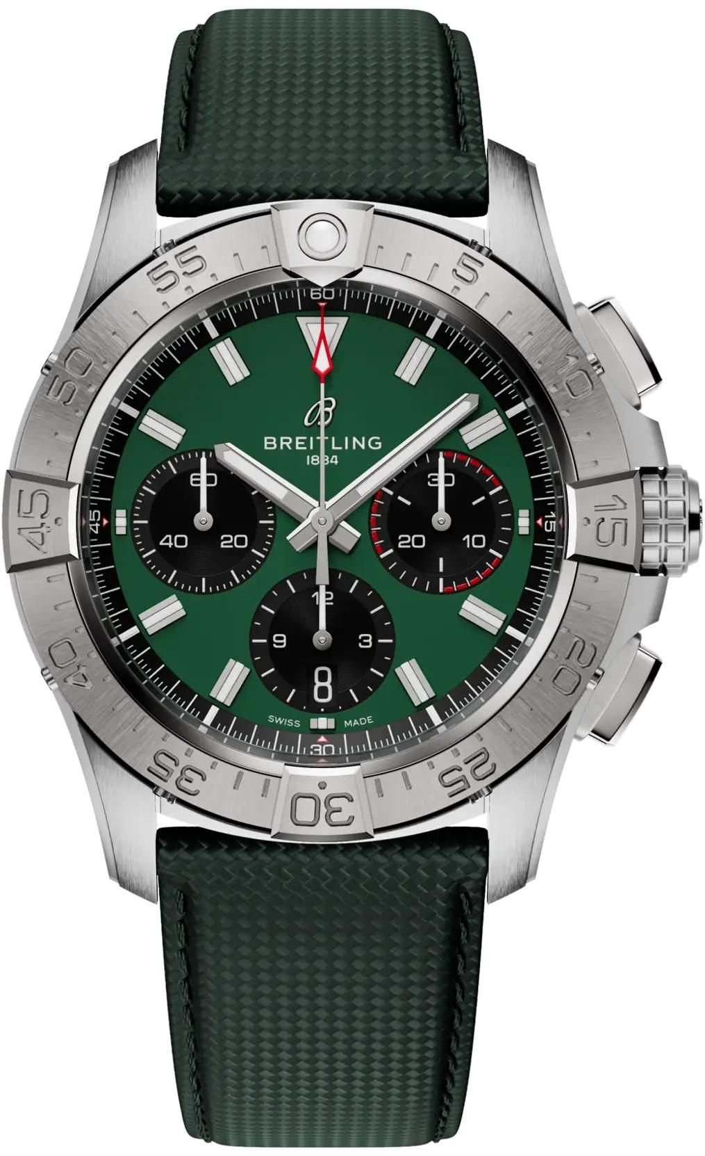 Breitling Avenger B01 Chronograph 42 Green Dial Leather Automatic Mens Watch