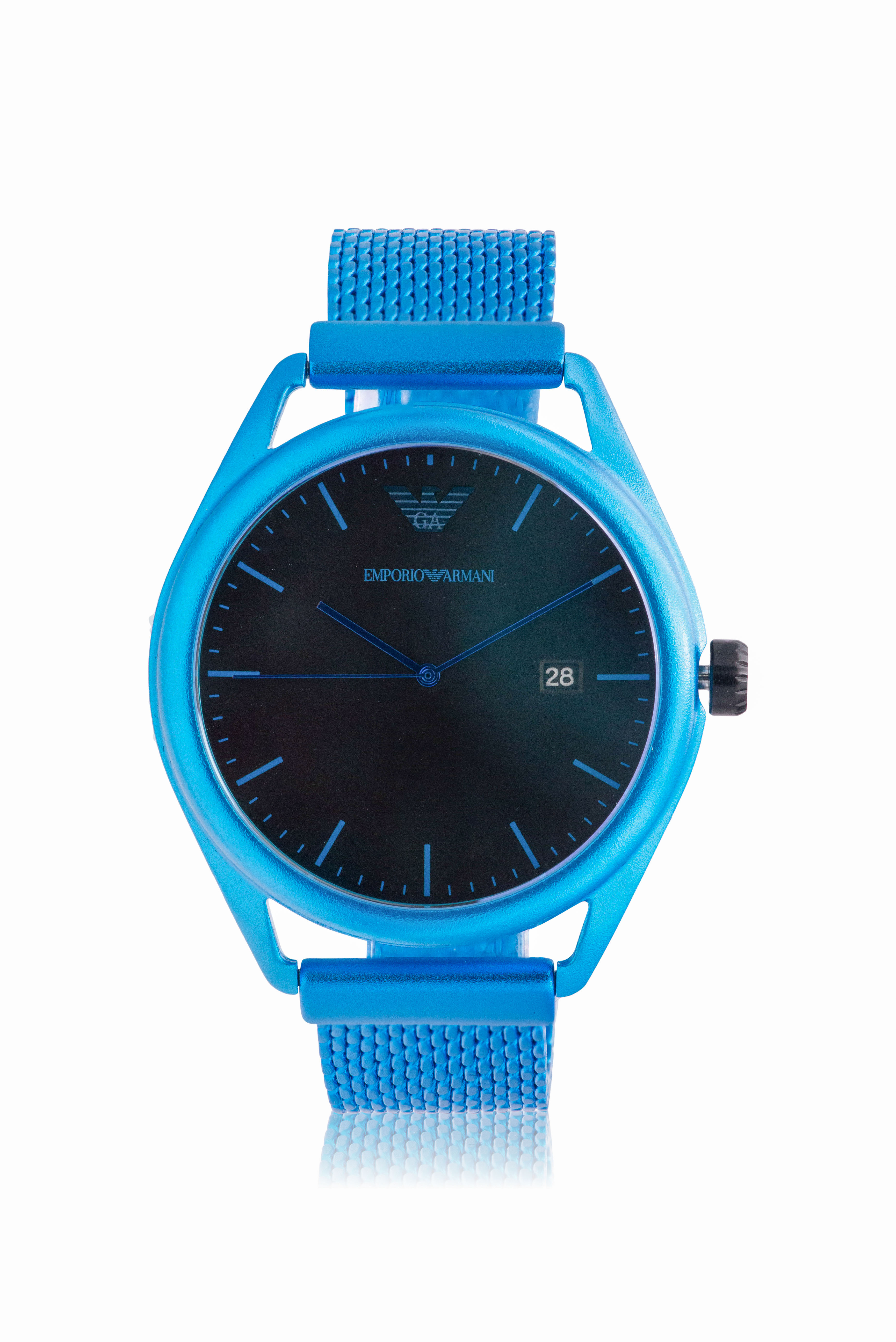 Emporio Armani Blue Aluminum Mesh Mens Watch AR11328