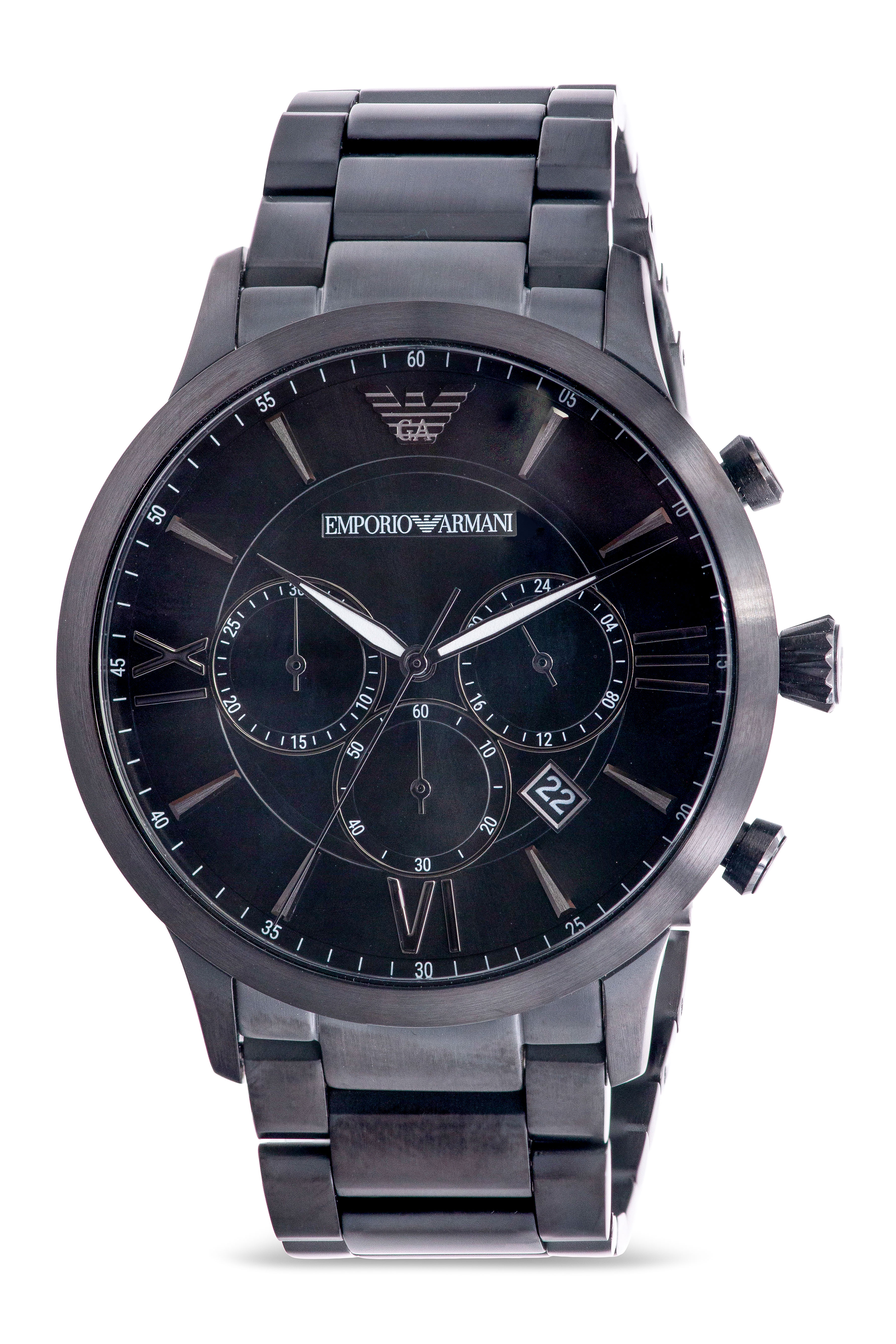 Emporio Armani Black Stainless Steel Chronograph Mens Watch AR11349