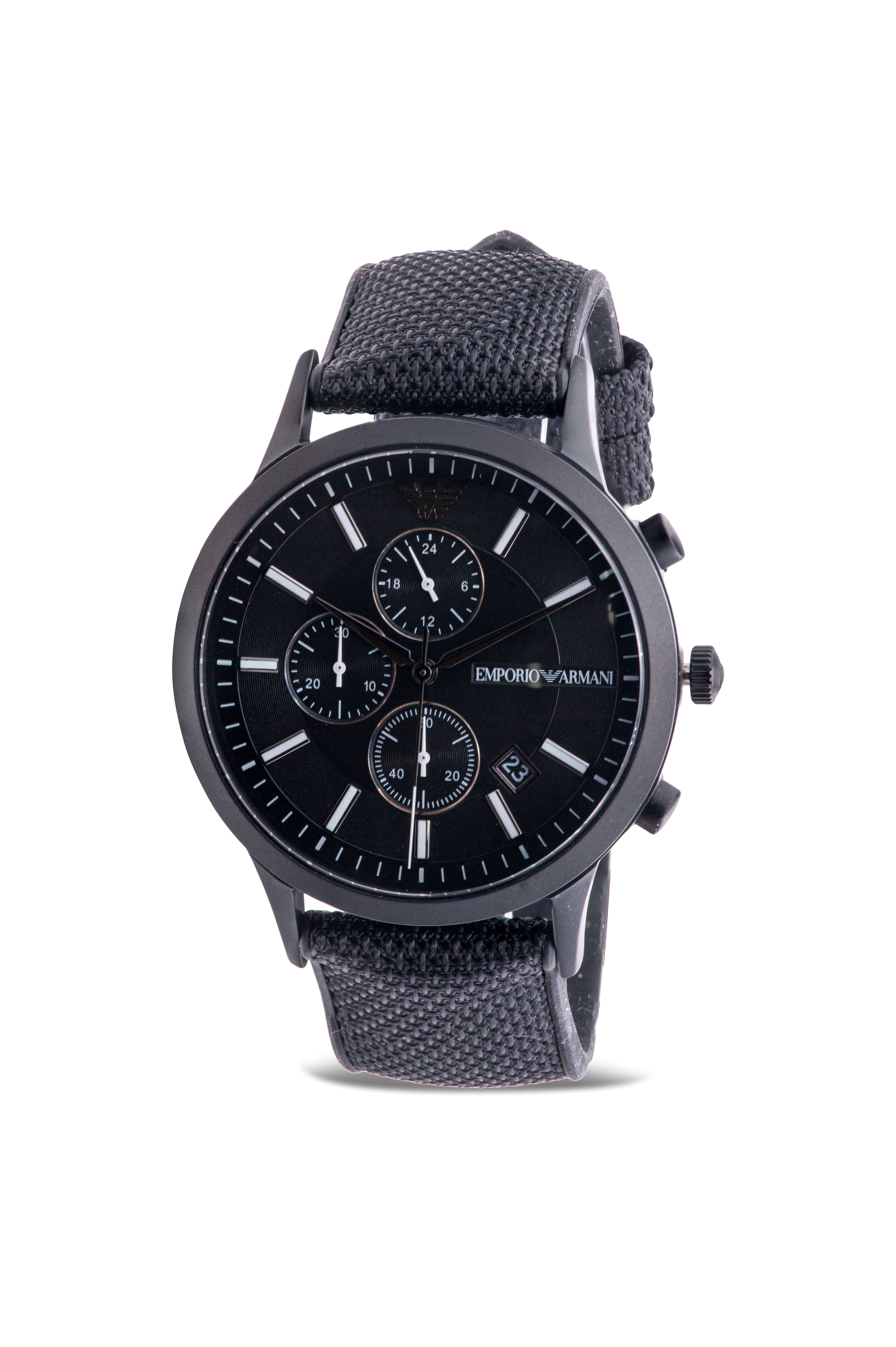 Emporio Armani Fabric Silicone Chronograph Mens Watch AR11457