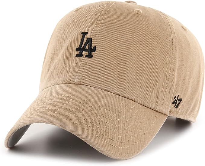 47 Brand Los Angeles Dodgers Base Runner Clean Up Cap - Khaki - One Size
