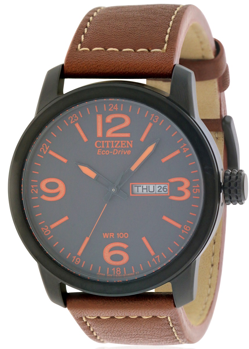 Citizen Eco-Drive Sport Brown Leather Mens Watch BM8475-26E
