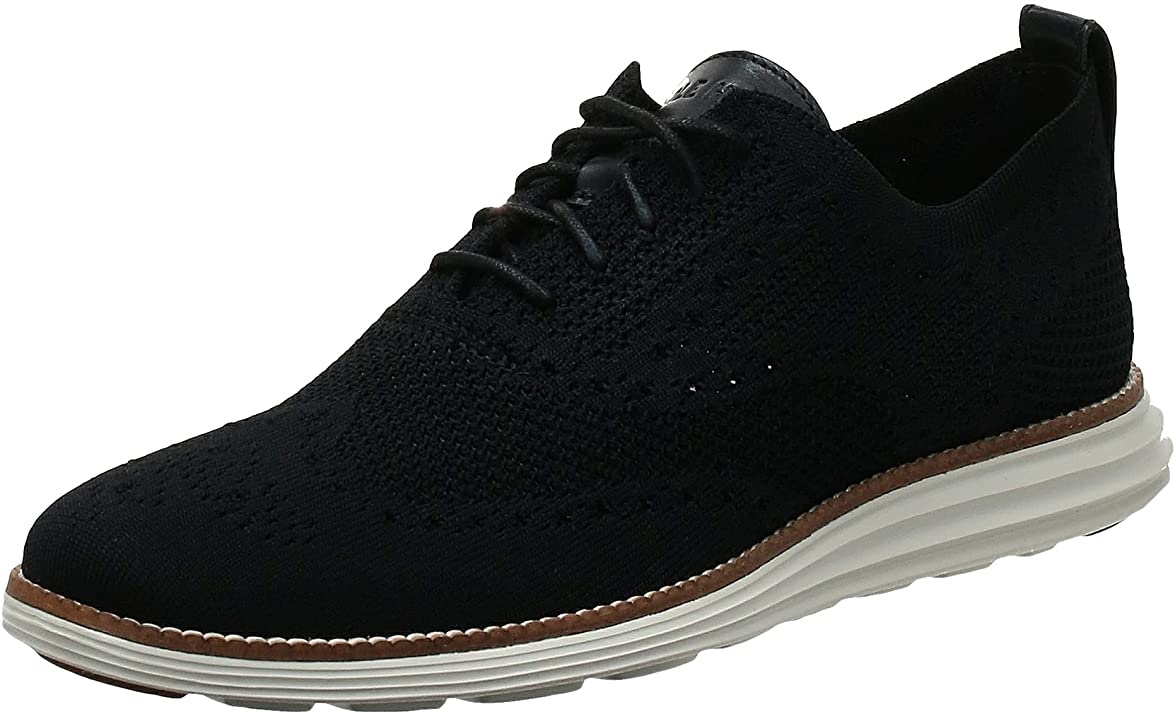 Cole Haan Mens Original Grand Knit Wing TIP II Sneaker - BLACK/IVORY - 10