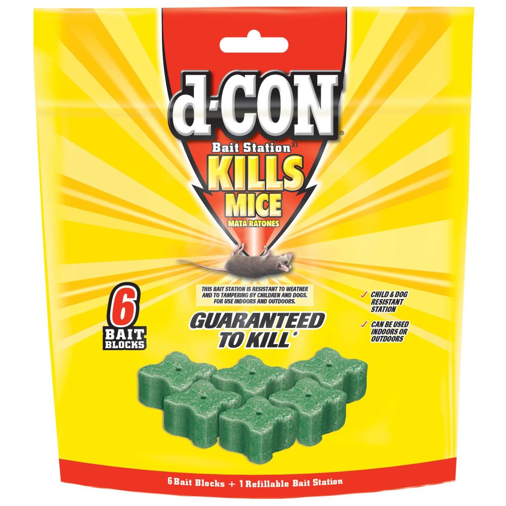 d-CON Refillable Corner Fit Mouse Poison Bait Station - 1 Trap + 6 Bait Refills