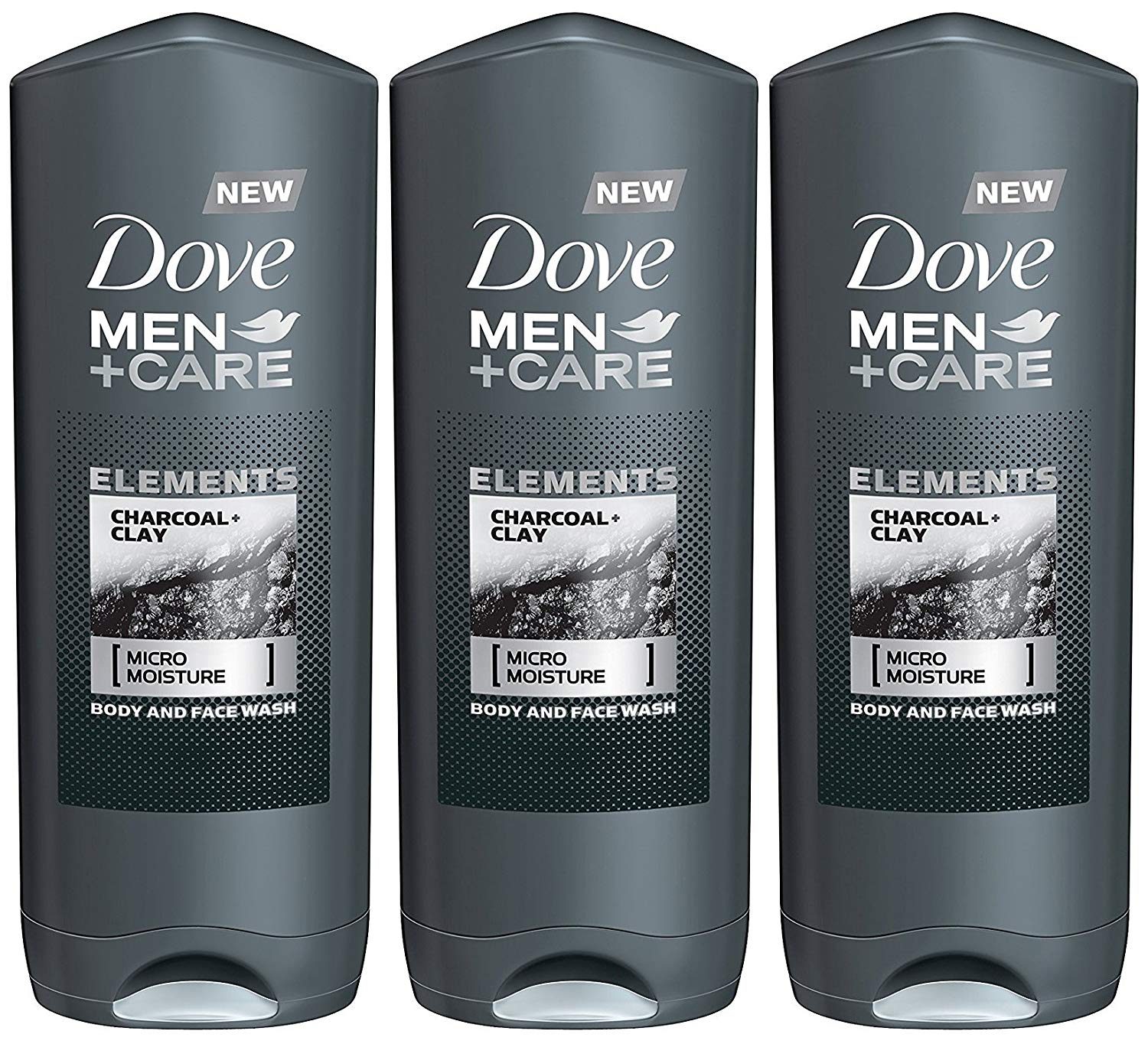 Dove Men + Care Elements Body Wash - Charcoal and Clay - 13.5 Ounce (Pack of 3)