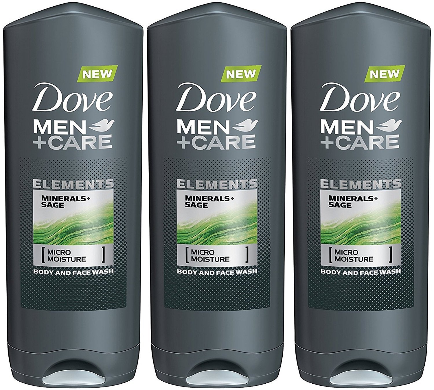 Dove Men + Care Elements Body Wash - Minerals and Sage - 13.5 Ounce (Pack of 3)