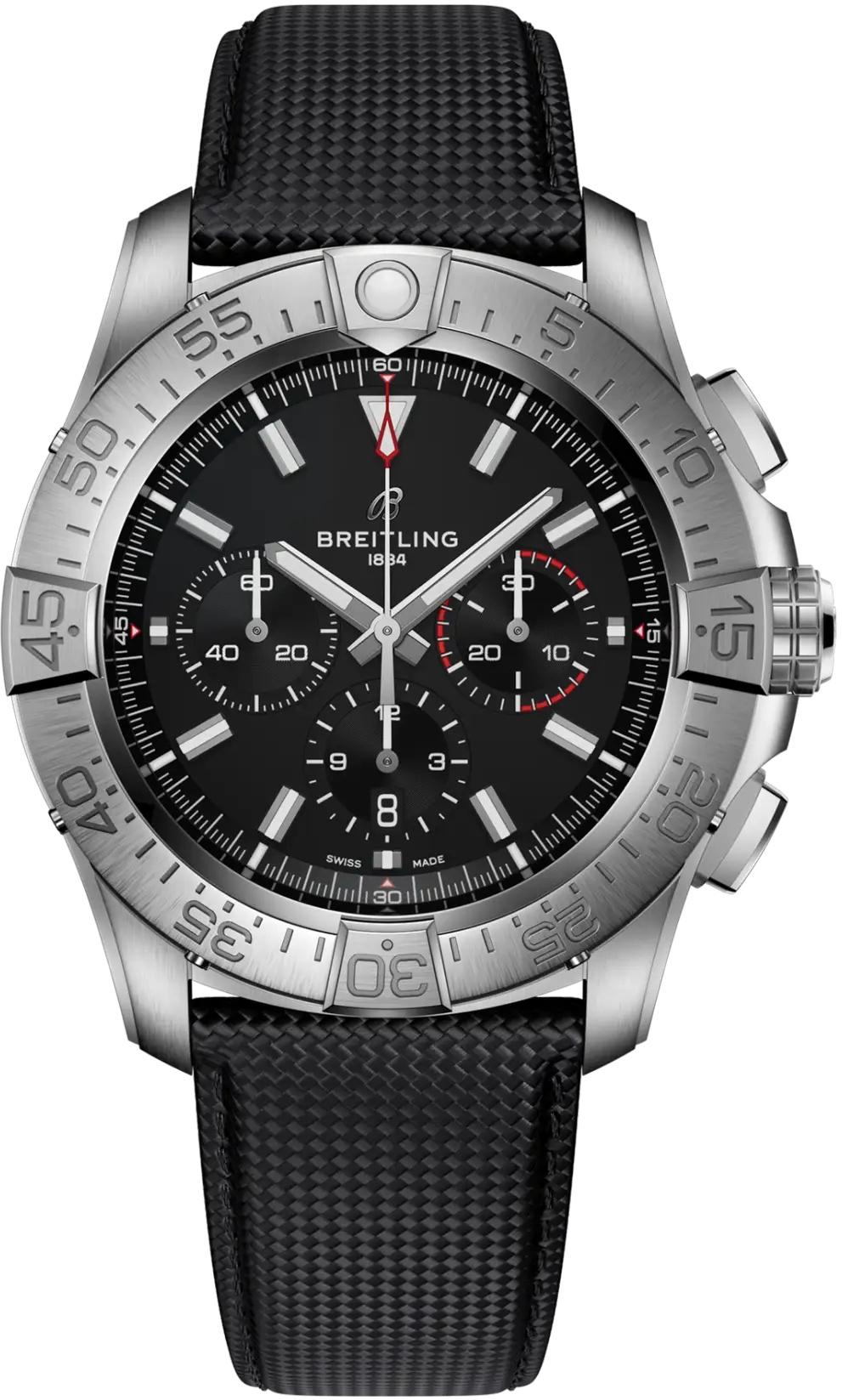 Breitling Super Avenger B01 Chronograph 46 Black Dial Leather Automatic Mens Watch
