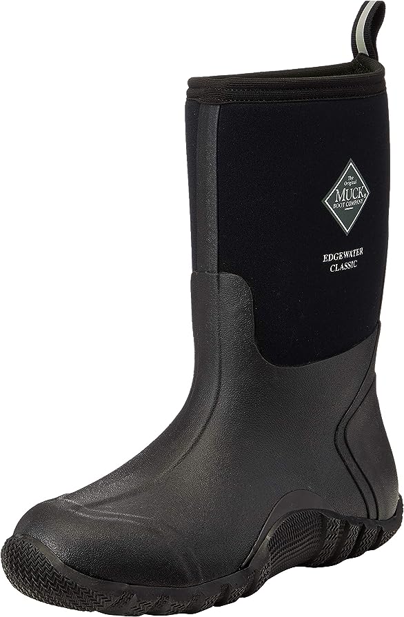 Muck Boot Mens Edgewater Classic Mid Black Rubber Boots - Black - 12