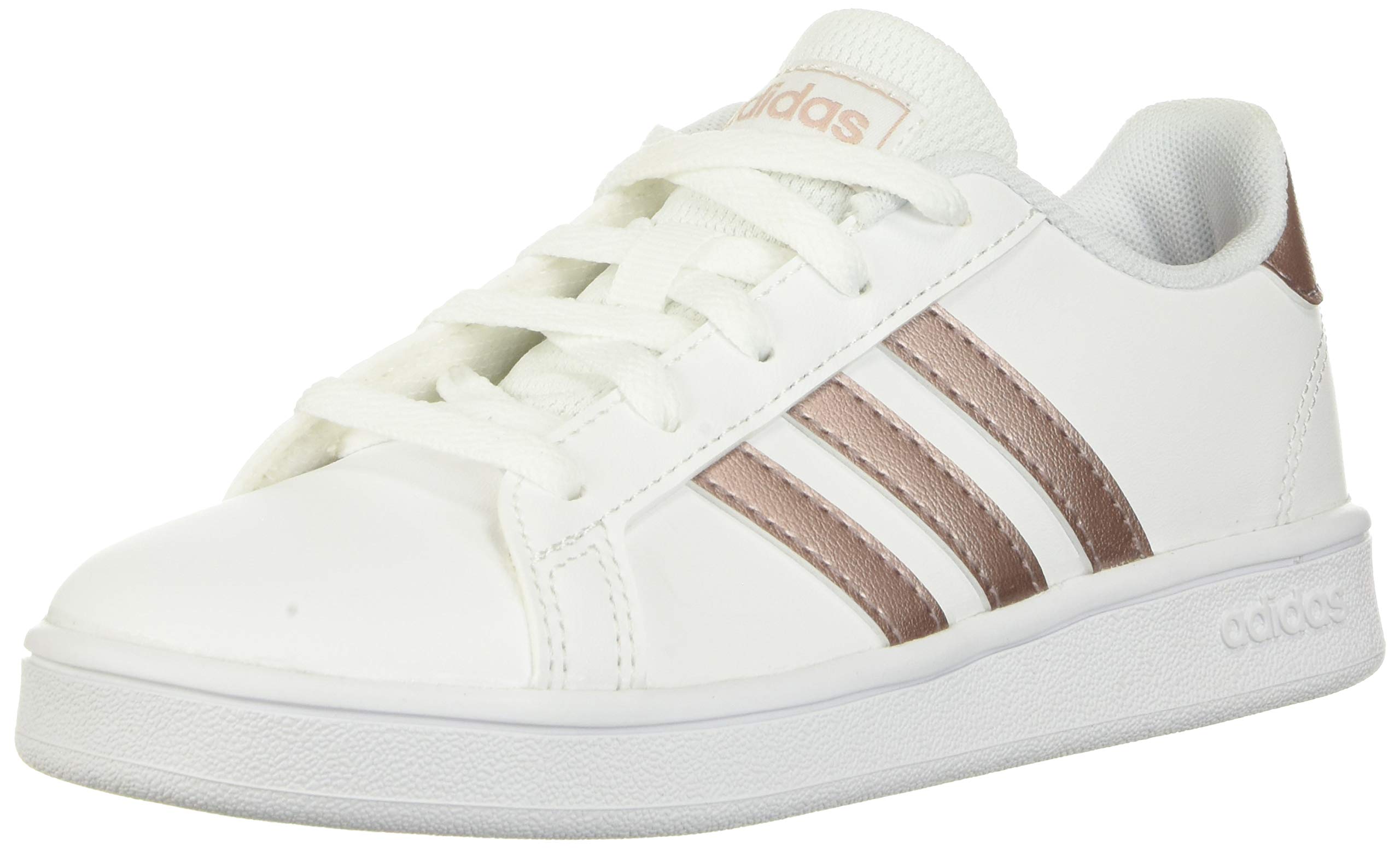 Adidas Kids Unisex Grand Court Shoes - Cloud White / Copper Met / Light Granite - 6