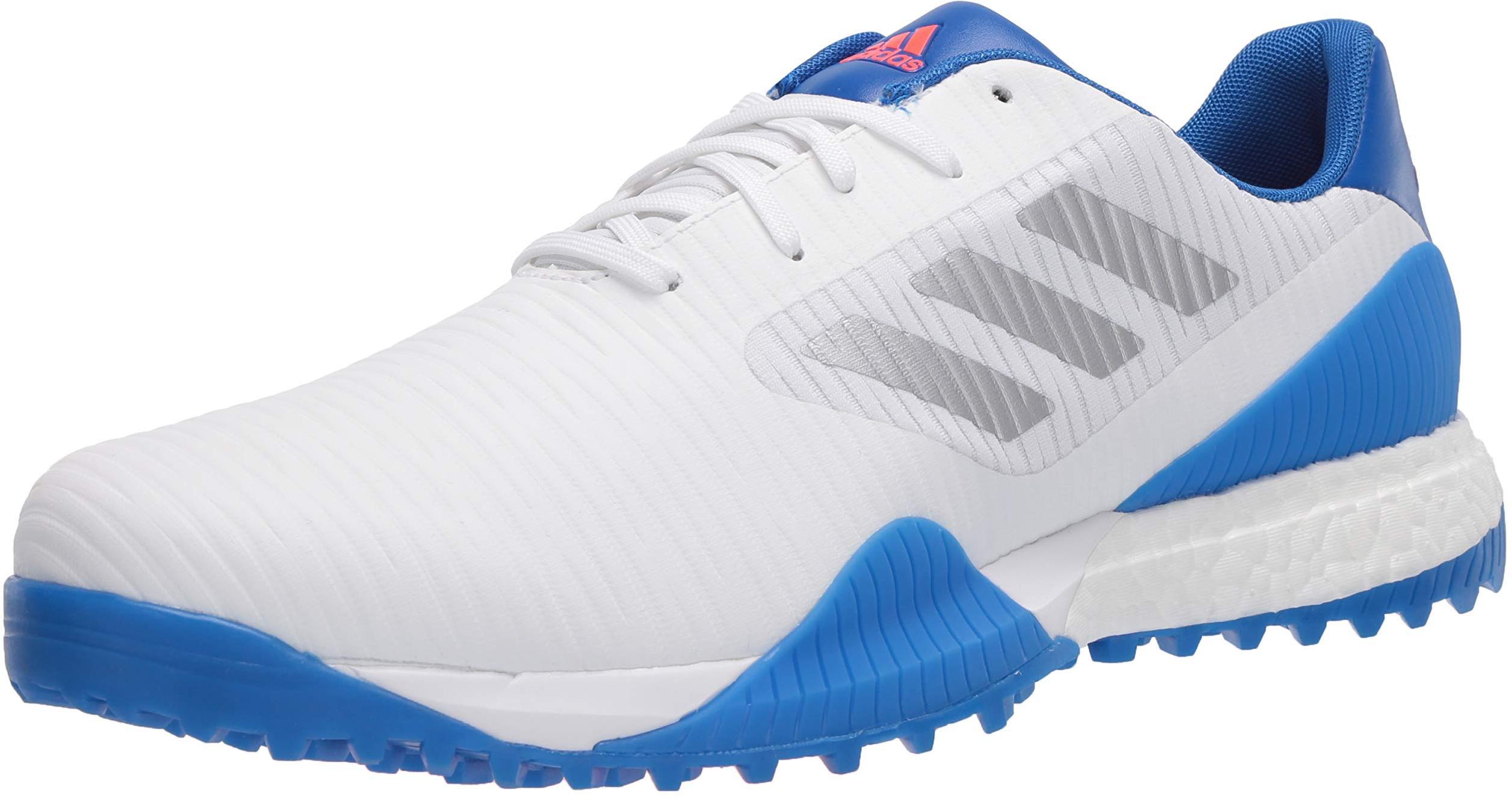 adidas Mens CODECHAOS Sport Golf Shoe - Cloud White / Silver Metallic / Glow Blue - 10.5