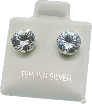 Sterling Silver CZ Diamond Studs Earrings