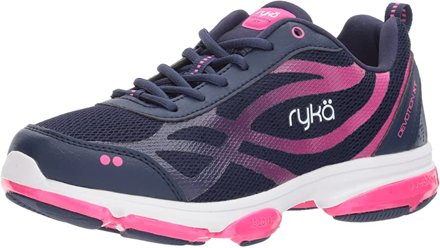 Ryka Womens Devotion XT Cross Trainer Walking Shoe - Medieval Blue/Athena Pink/White - 8.5