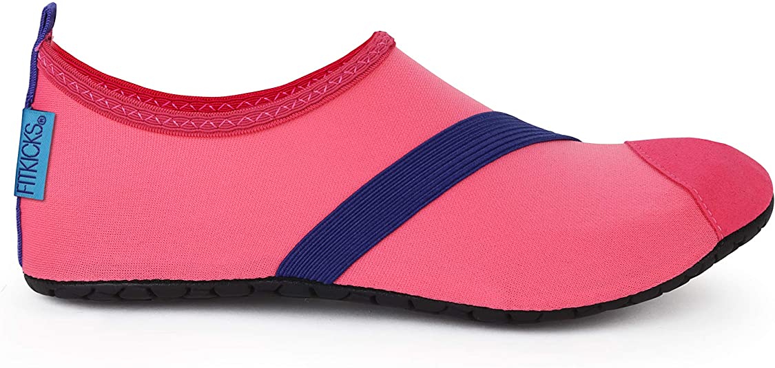 FitKicks Original Womens Foldable Active Lifestyle Minimalist Footwear Barefoot Yoga Sporty Water Shoes - Large - Coral V2