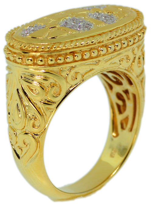 925 Sterling Silver Gold Plated With Micro Pave CZ Ring - FNCDLS05