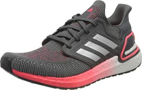 Adidas Womens Ultraboost 20 Running Shoes - grey five/silver metallic/signal pink -7