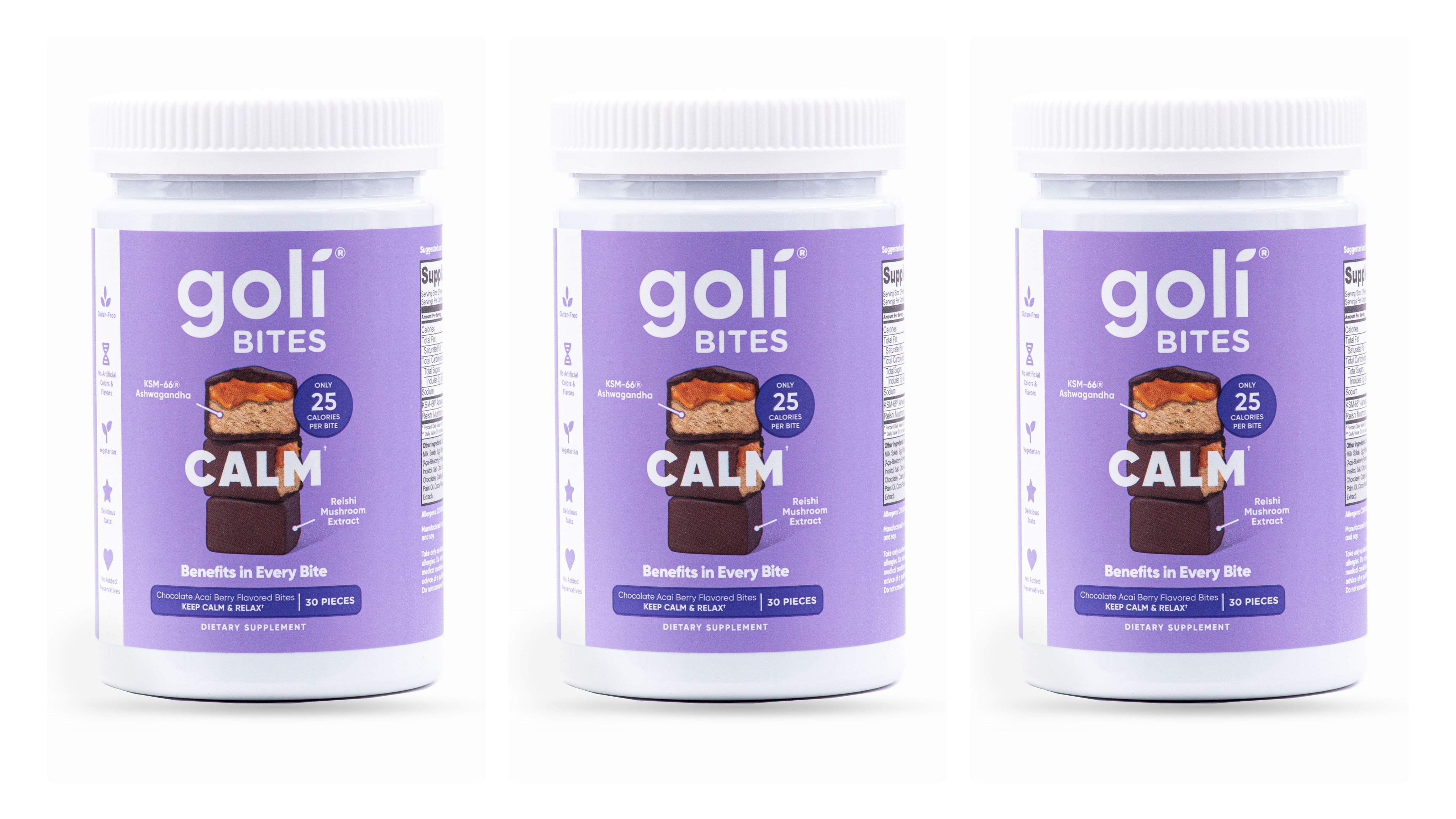 Goli Calm Ashwagandha Bites - 90 Count - Milk chocolate acai berry flavor