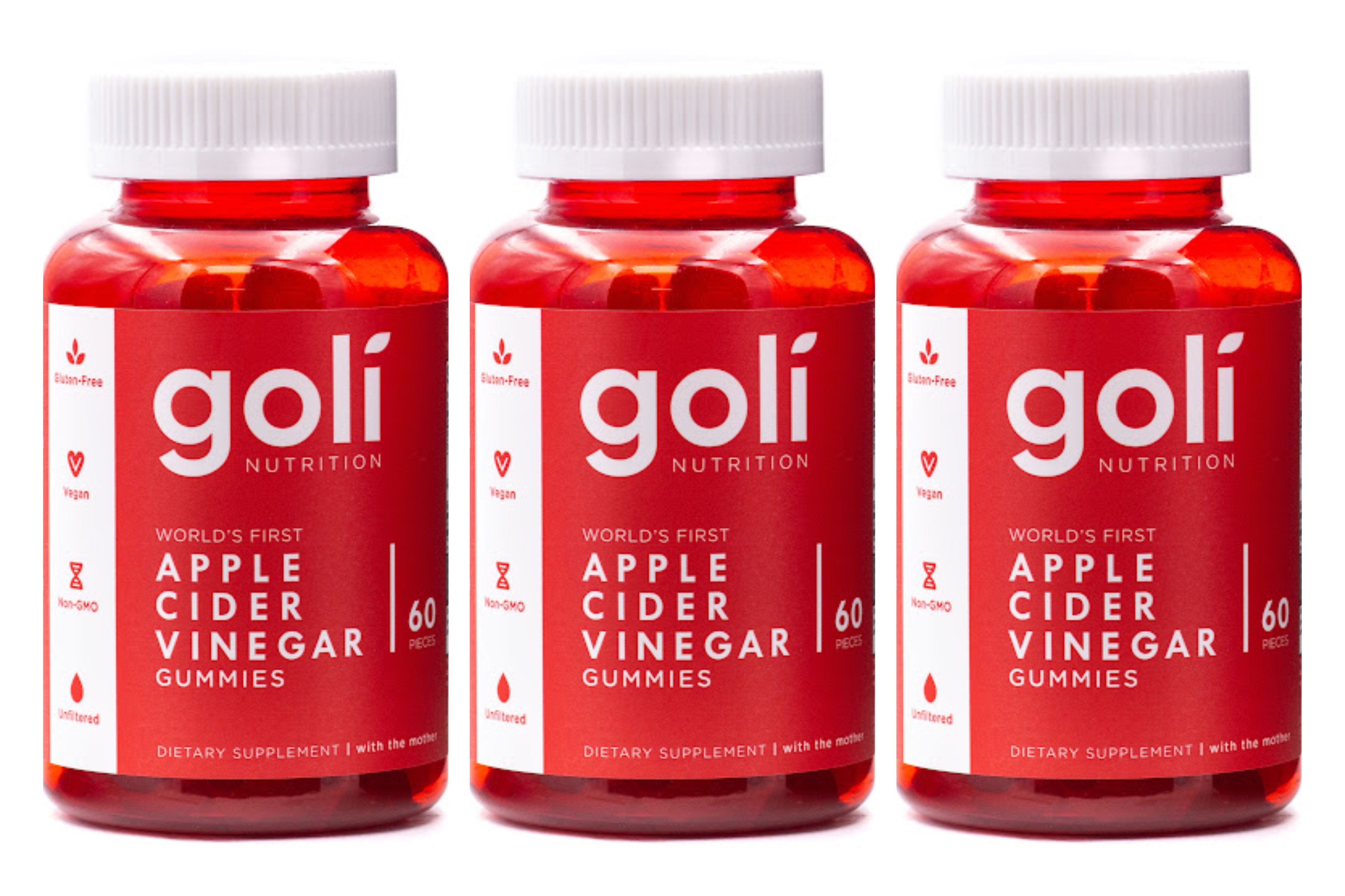 Apple Cider Vinegar Gummy Vitamins by Goli Nutrition - 3 Pack - 180 Count