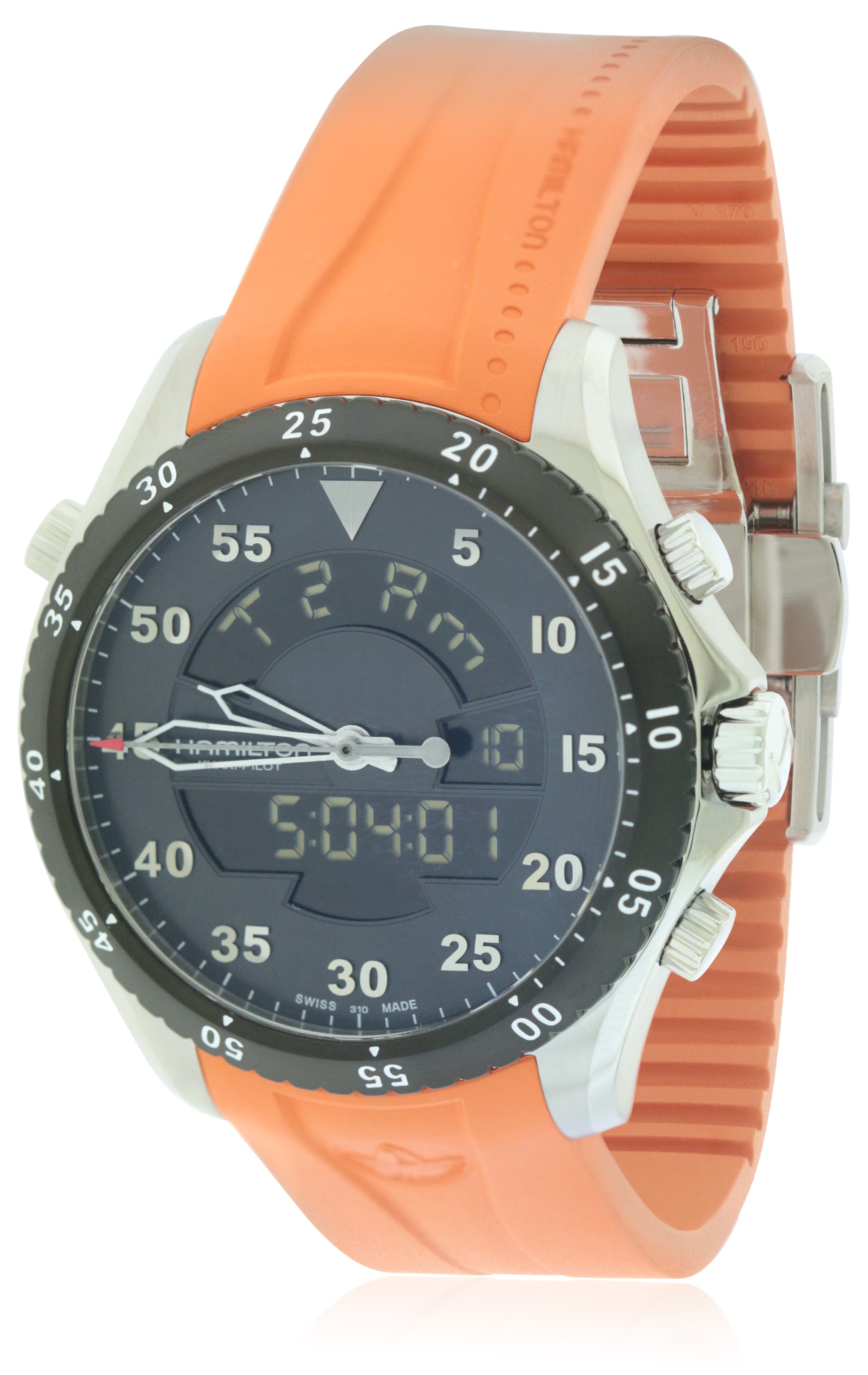 Hamilton Khaki Flight Timer Dual Display Chronograph Rubber Mens Watch H64554431