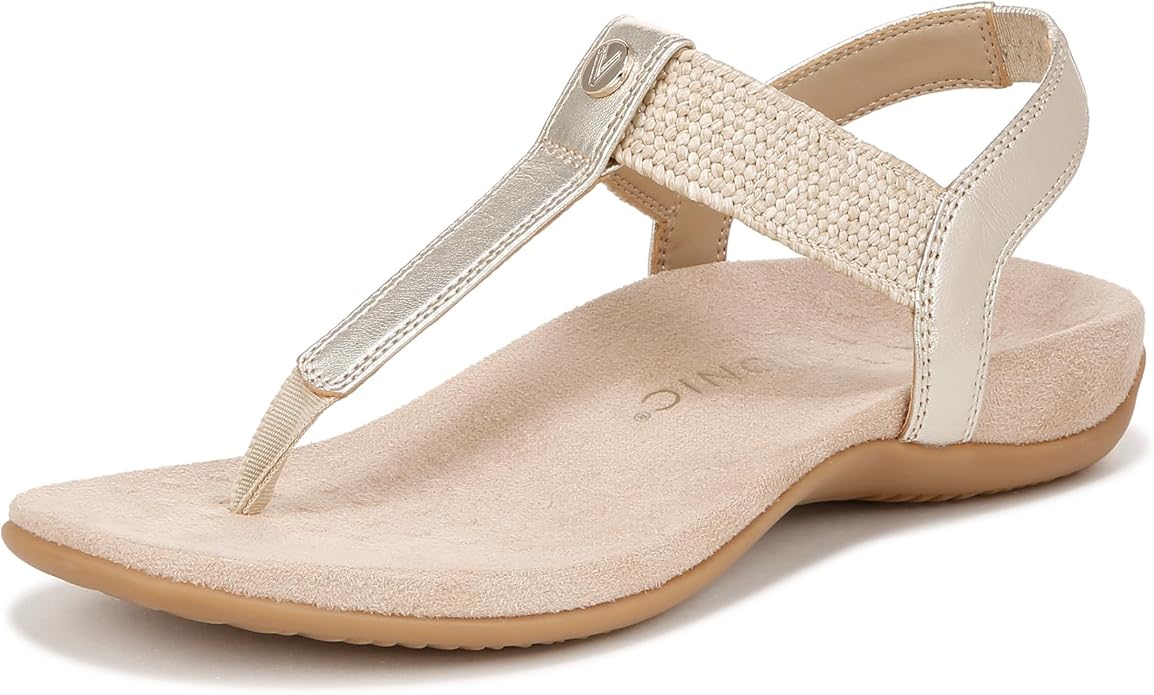 VIONIC Womens Brea Heeled Sandal - Gold Metallic Leather - 10