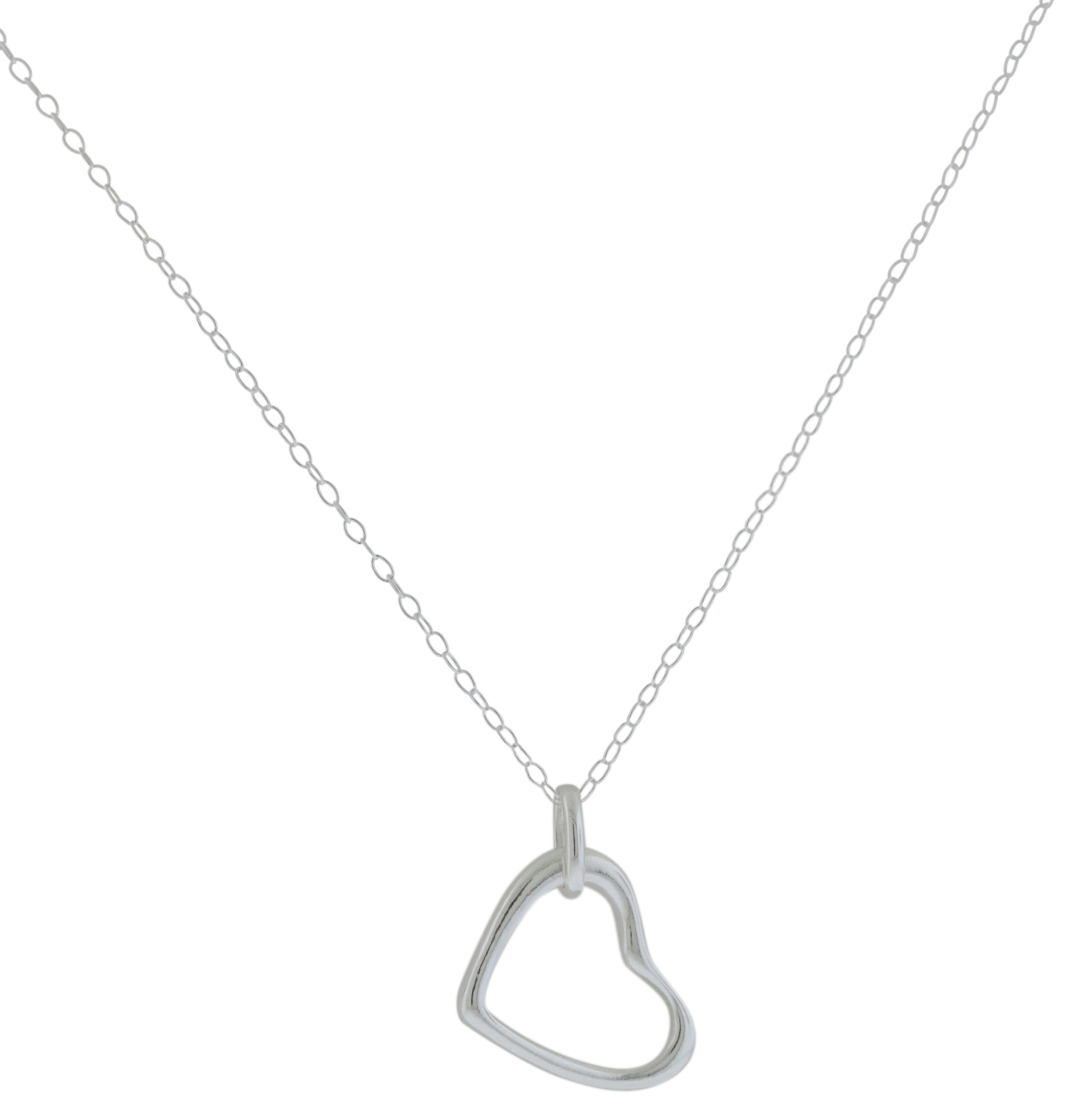 Sterling Silver Open Heart Pendant with Chain - JP1805